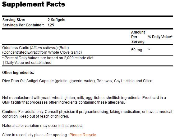 Geruchsloser Knoblauch - 250 Gelkapseln