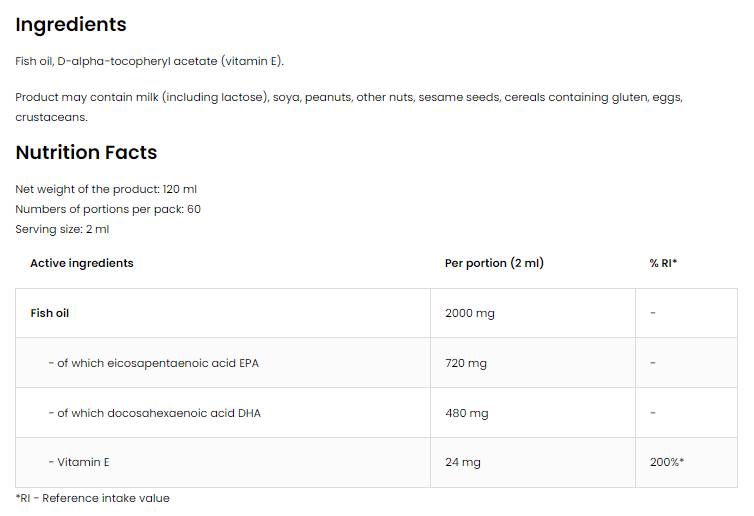 Elite Omega 3 Flüssigkeit | 60% EPA + DHA 120 ml