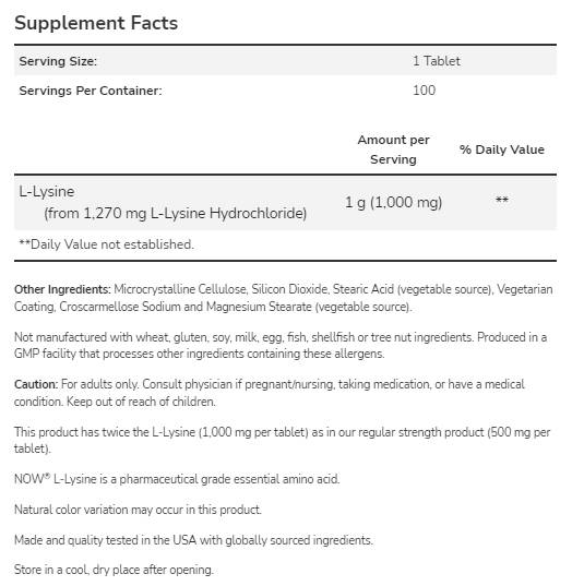 L -Lysin 1000 mg - 100 Tabletten