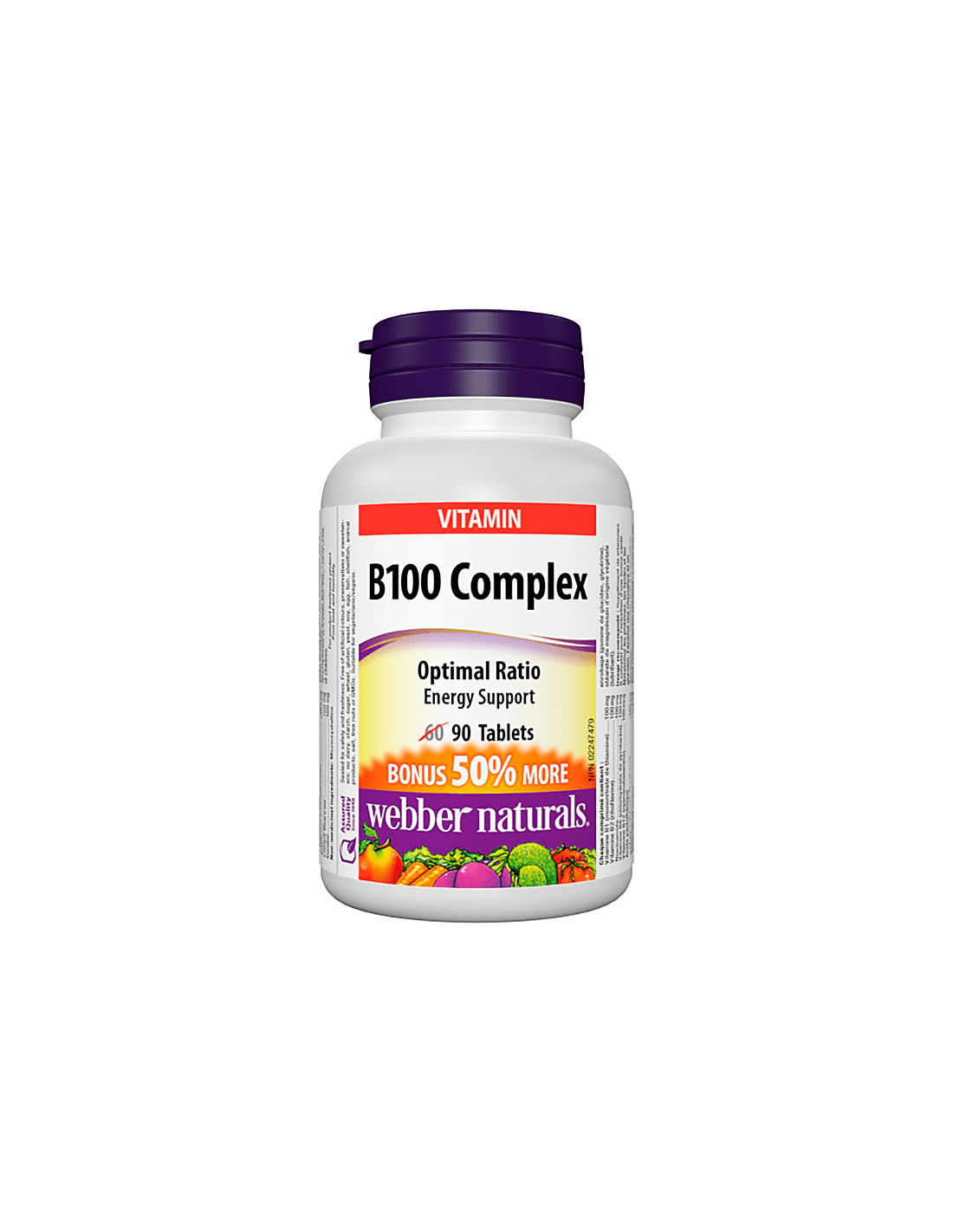 Herz-Kreislauf-Gesundheit, Energie, Gehirnaktivität – Vitamin B100-Komplex, 90 Tabletten