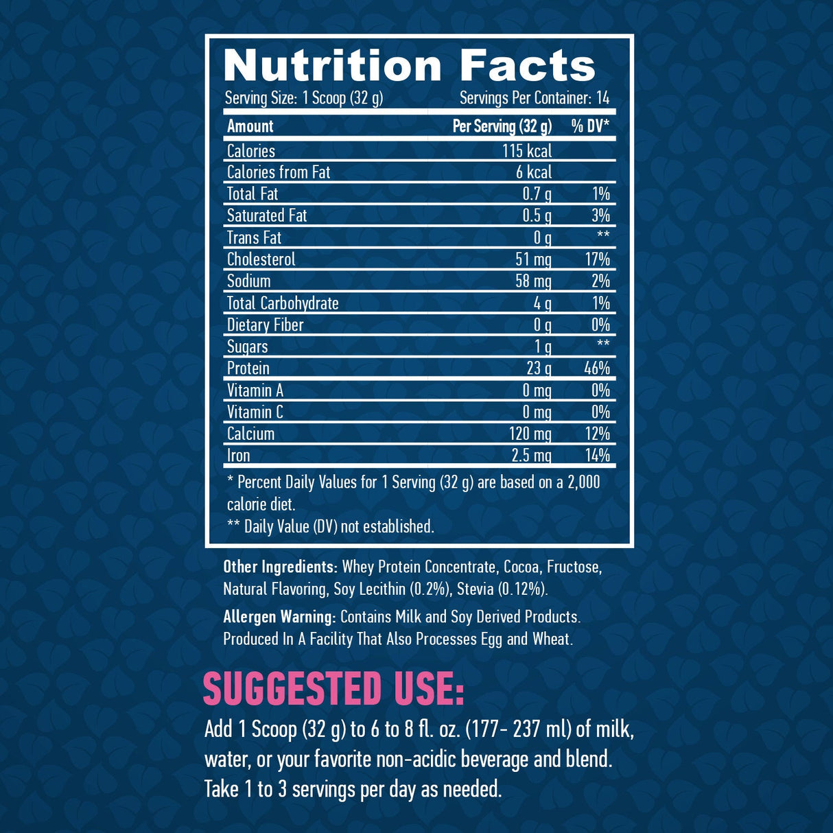100 % natürliches Molkenprotein/natürlicher Kakao – 0,454 kg