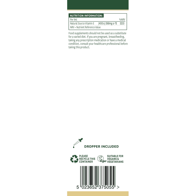 Natürliches Vitamin E (100 % natürliches Vitamin-E-Öl) 20.000 IE 50 ml NaturesAid