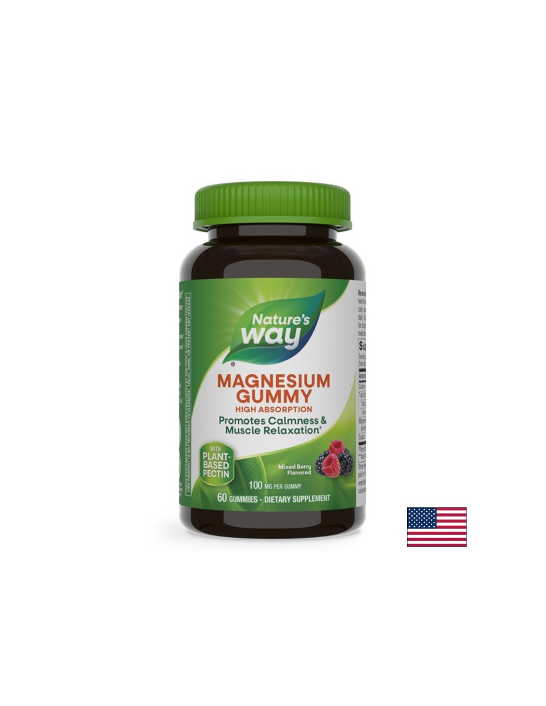 Muskelfunktion, Herz- und neurologische Gesundheit – Magnesium (Citrat), 100 mg x 60 Kapseln, Beerengeschmack