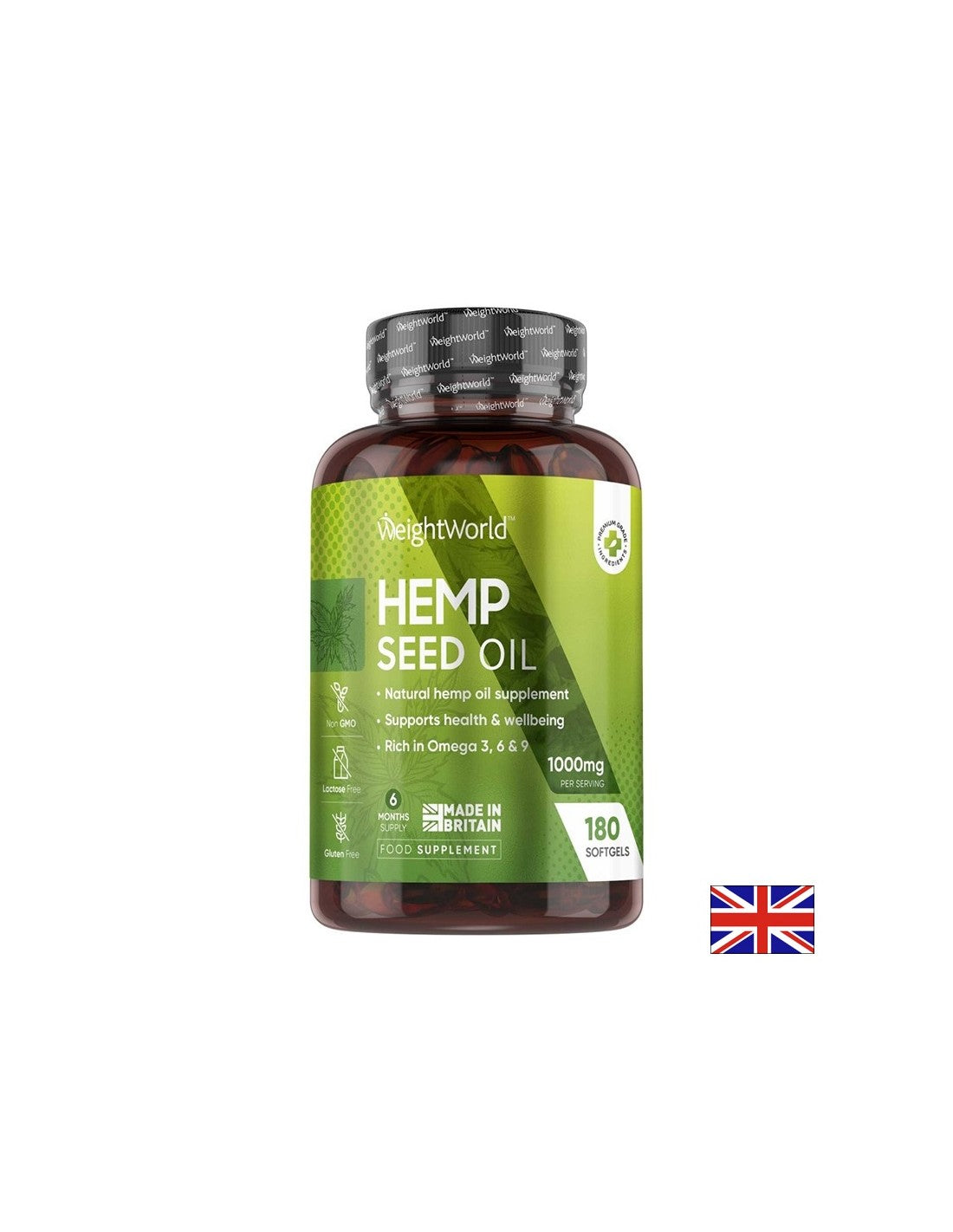 Bewegungsapparat und endokrines System – Hanfsamenöl, 180 Kapseln Weight World