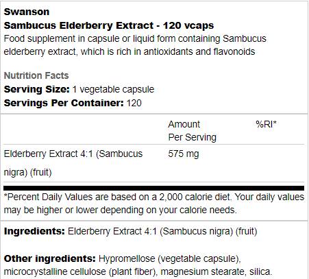 Sambucus -Elderberry -Extrakt 575 mg 120 Kapseln