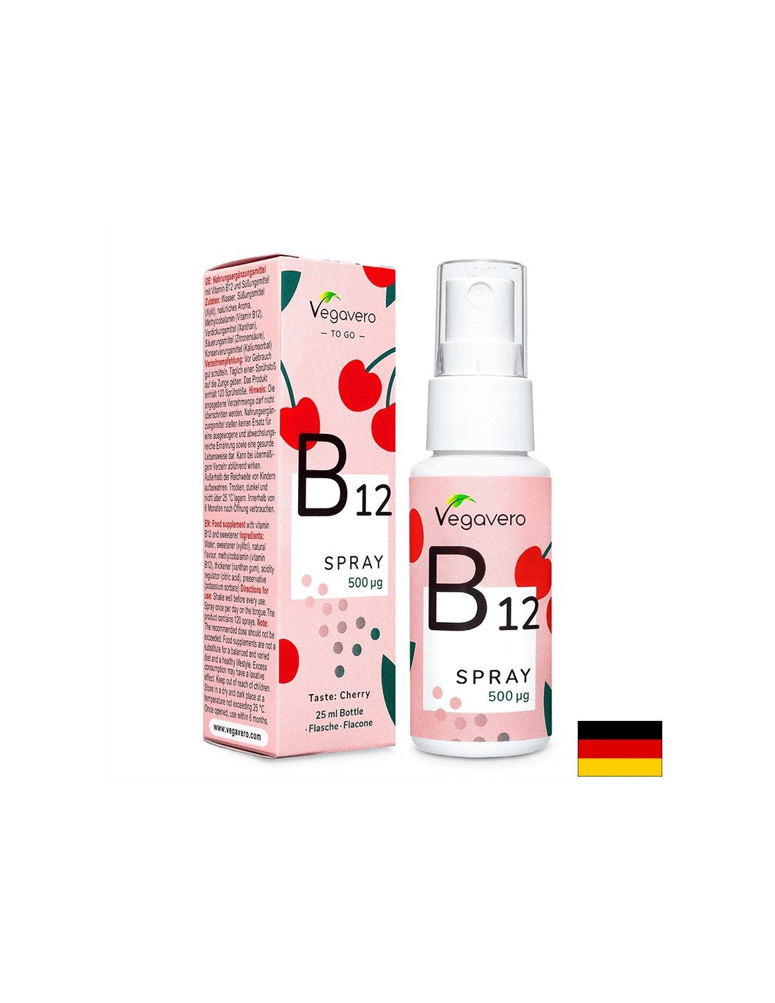 Vitamin B12 Spray/Vitamin B12 (Methylcobalamin)/Mundspray, 25 ml, 100 % vegan <tc>Vegavero</tc>