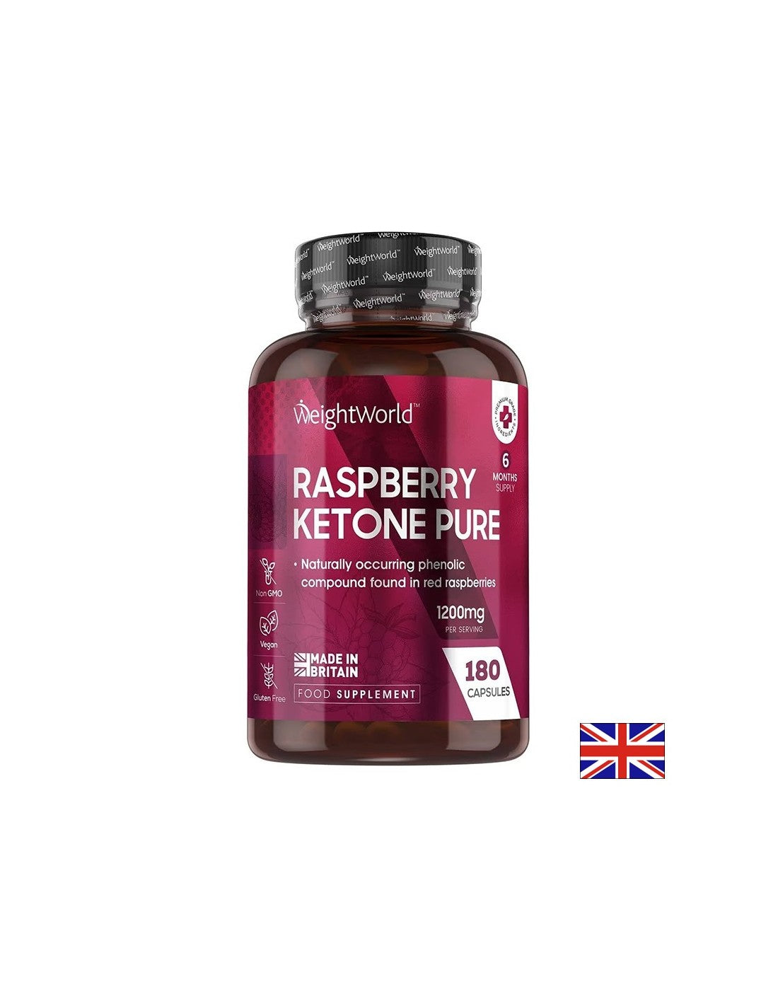 Fettverbrennung – Himbeerketone, 1200 mg x 180 Kapseln Weight World