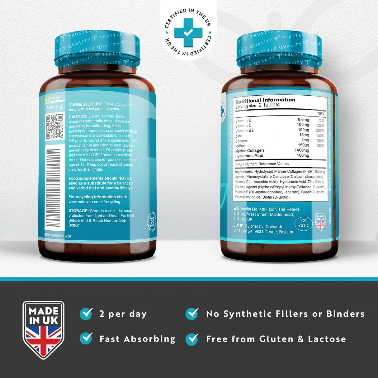 Fischkollagen 1400 mg mit Hyaluronsäure 100 mg 120 Tabletten