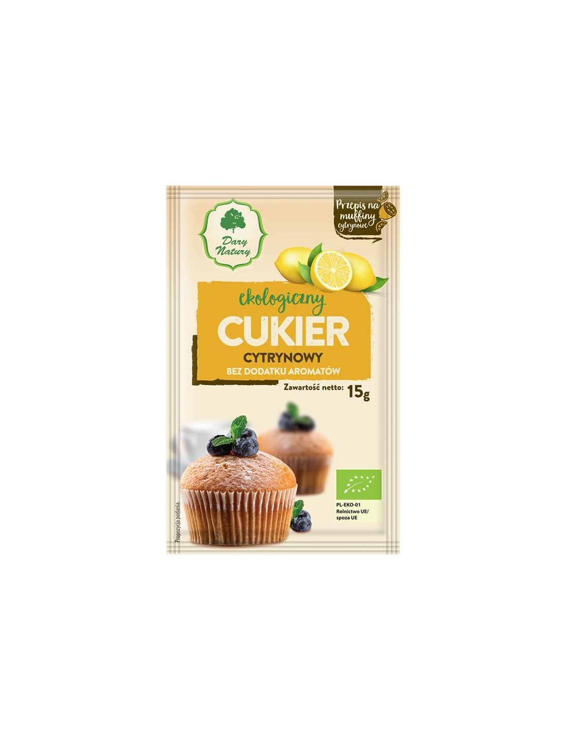 Zitronenzucker Bio, 15 Päckchen x 15 g
