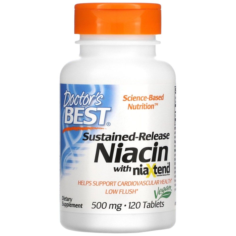 BESTES Niacin mit zeitverzögerter Freisetzung mit Nia<tc>XTEND</tc> 500 mg - 120 Tabletten