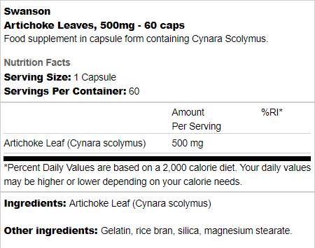 Artischockenblätter 500 mg 60 Kapseln