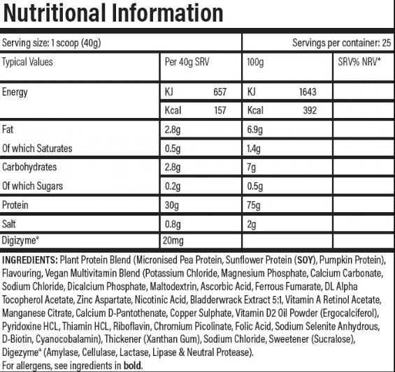 Veganer Protein | Proteinformel auf Pflanzenbasis - 2000 Gramm