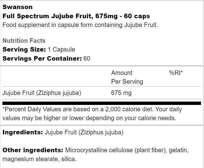 Volles Spektrum Jujube Frucht 675 mg 60 Kapseln