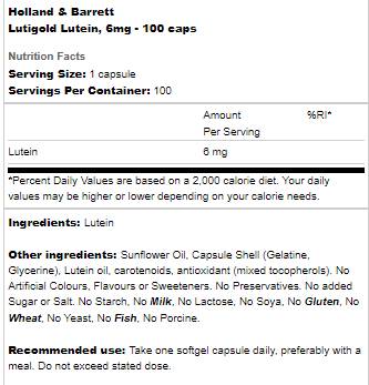 Lutigold | Lutein 6 mg - 100 Kapseln
