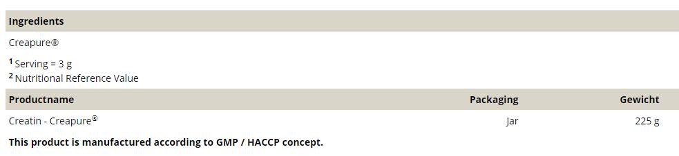 Kreatin Creapure® - 225 Gramm