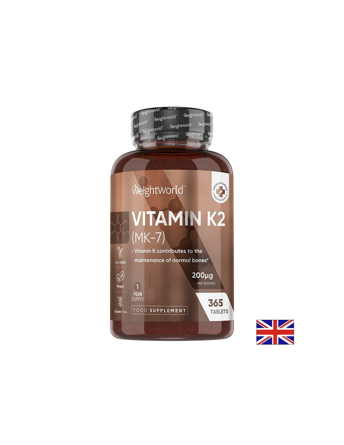 Knochen und Herz-Kreislauf-System – Vitamin K2 (MK-7), 200 µg x 365 Tabletten