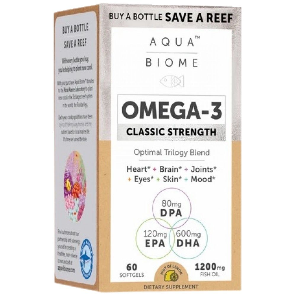 Aqua Biome Omega -3 klassische Stärke 1200 mg - 60 Gelkapseln