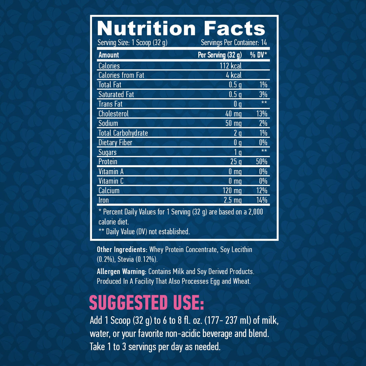 100% Pure All Natural Whey Protein / Stevia - 0.454 kg - Feel You