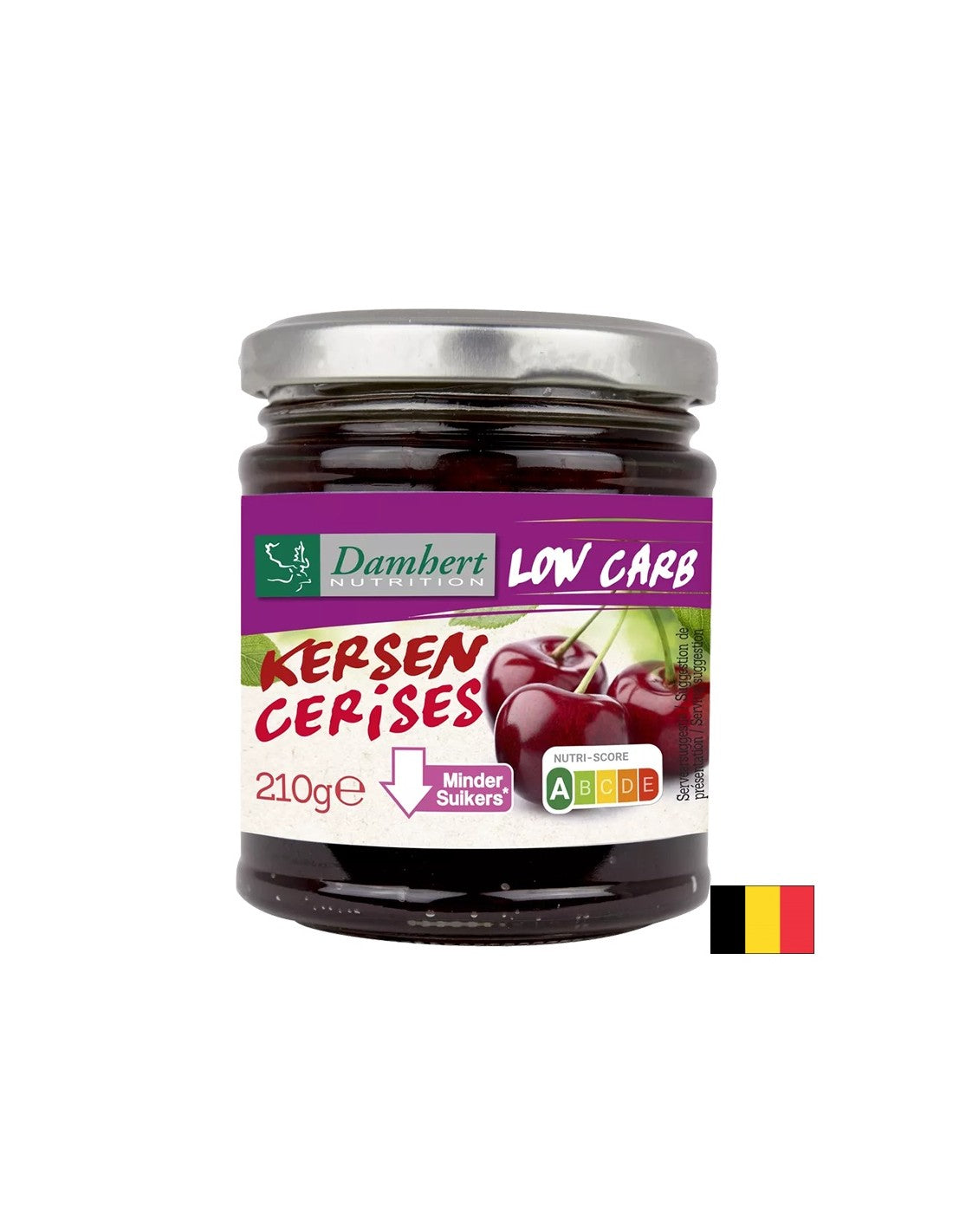 Kirschmarmelade mit niedrigem Zucker- und Kohlenhydratgehalt, 210 g
