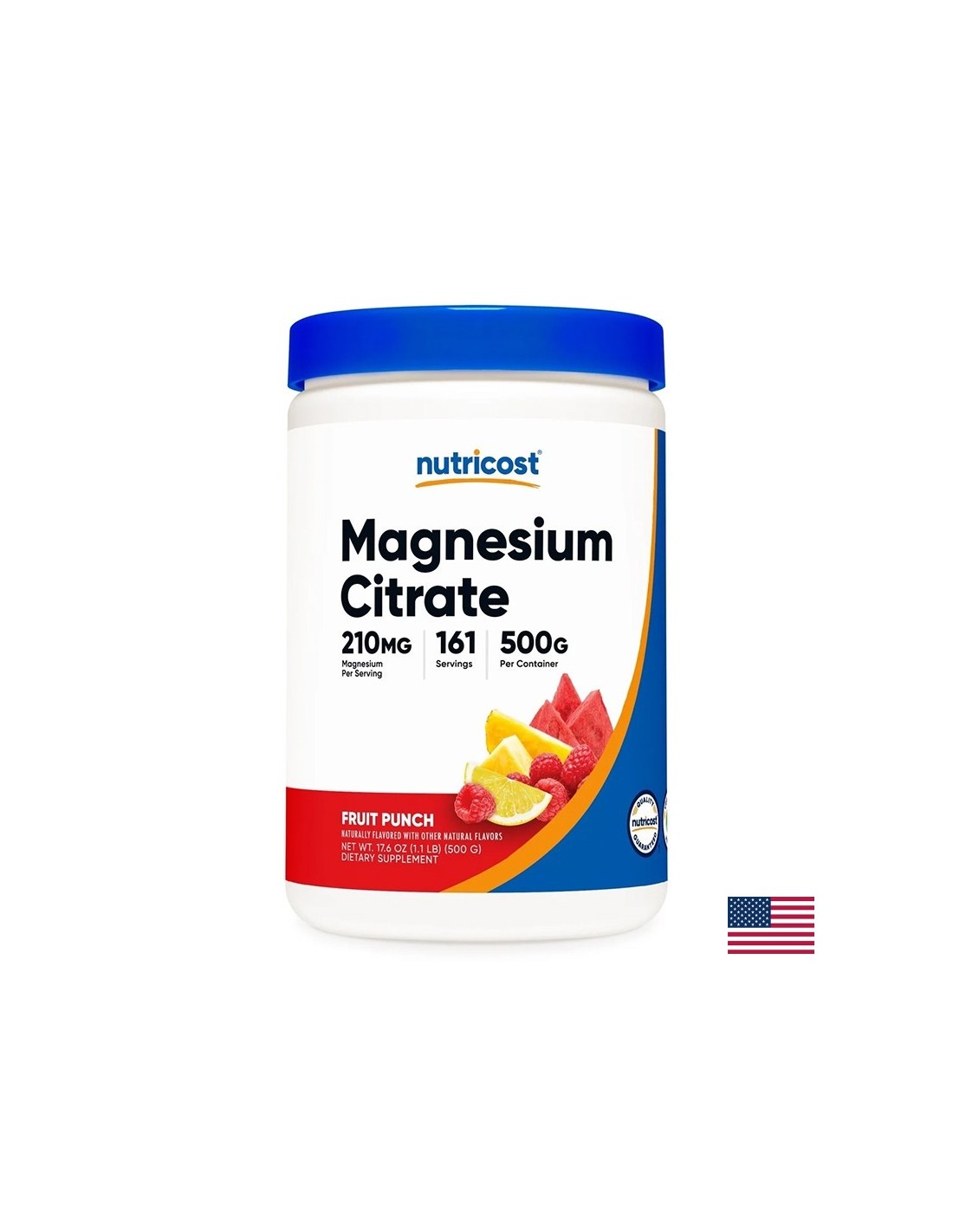 Muskel-, Herz- und Nervensystem – Magnesium (Citrat), 210 mg x 500 g Pulver, Fruchtpunschgeschmack