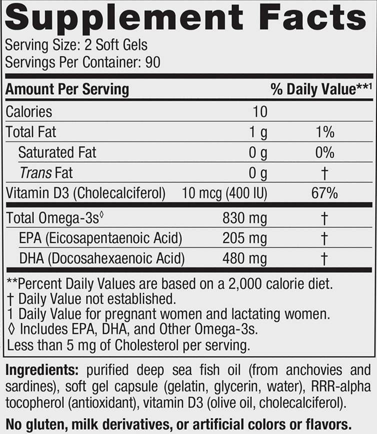 Pränatale DHA 830 mg | Mit 400 IU D3 - 90 Kautkapseln