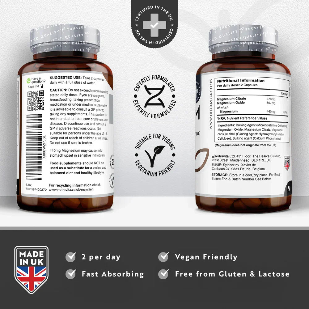 Magnesium 220 mg (Zweikomponenten) – 180 Kapseln