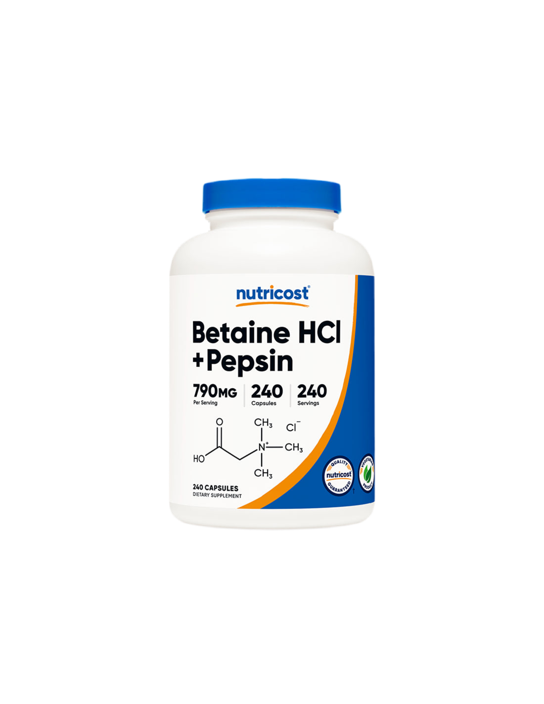 Verdauung - Betainhydrochlorid + Pepsin, 240 <tc>Nutricost</tc> Kapseln