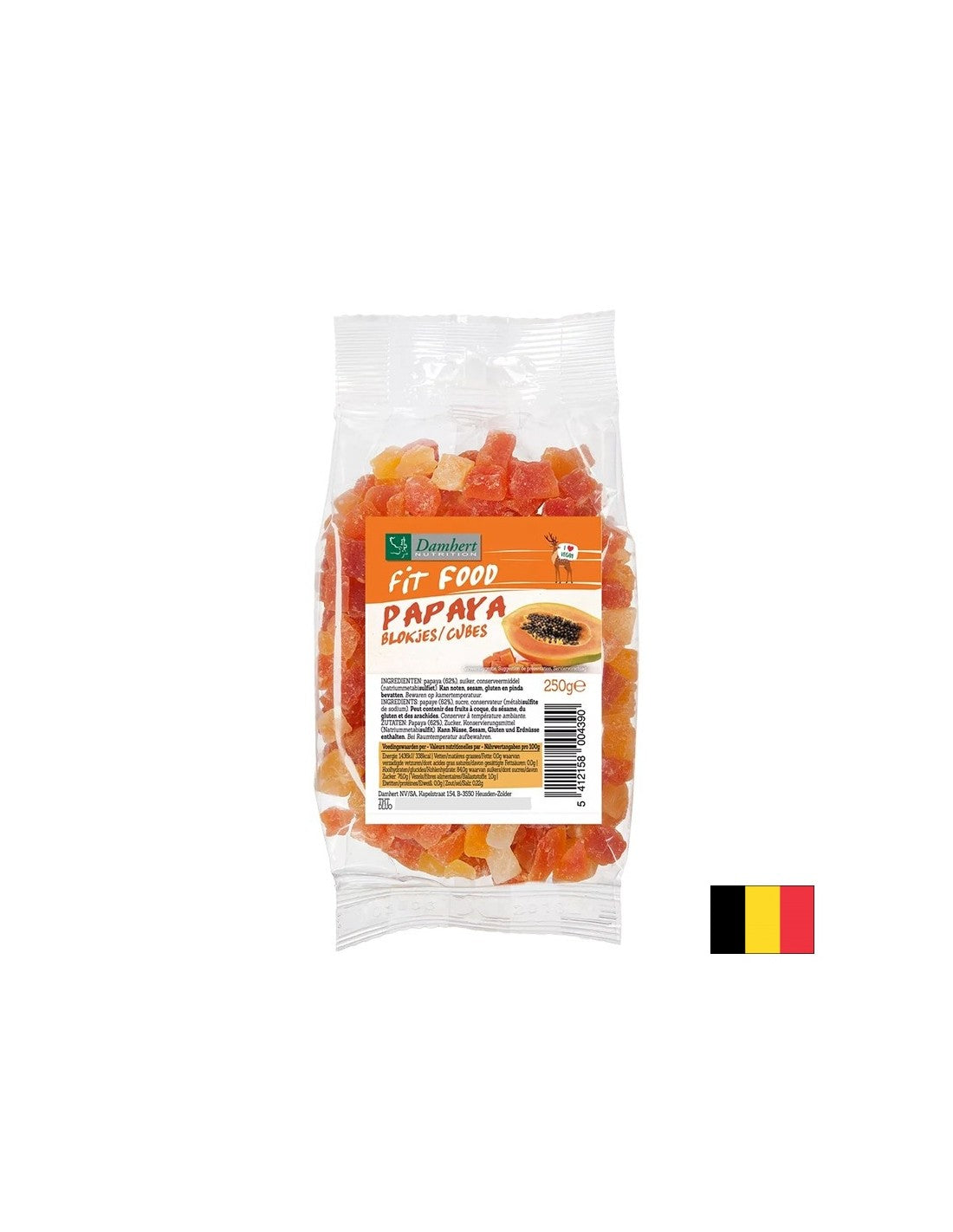 Getrocknete Papayafrüchte, gewürfelt, 250 g