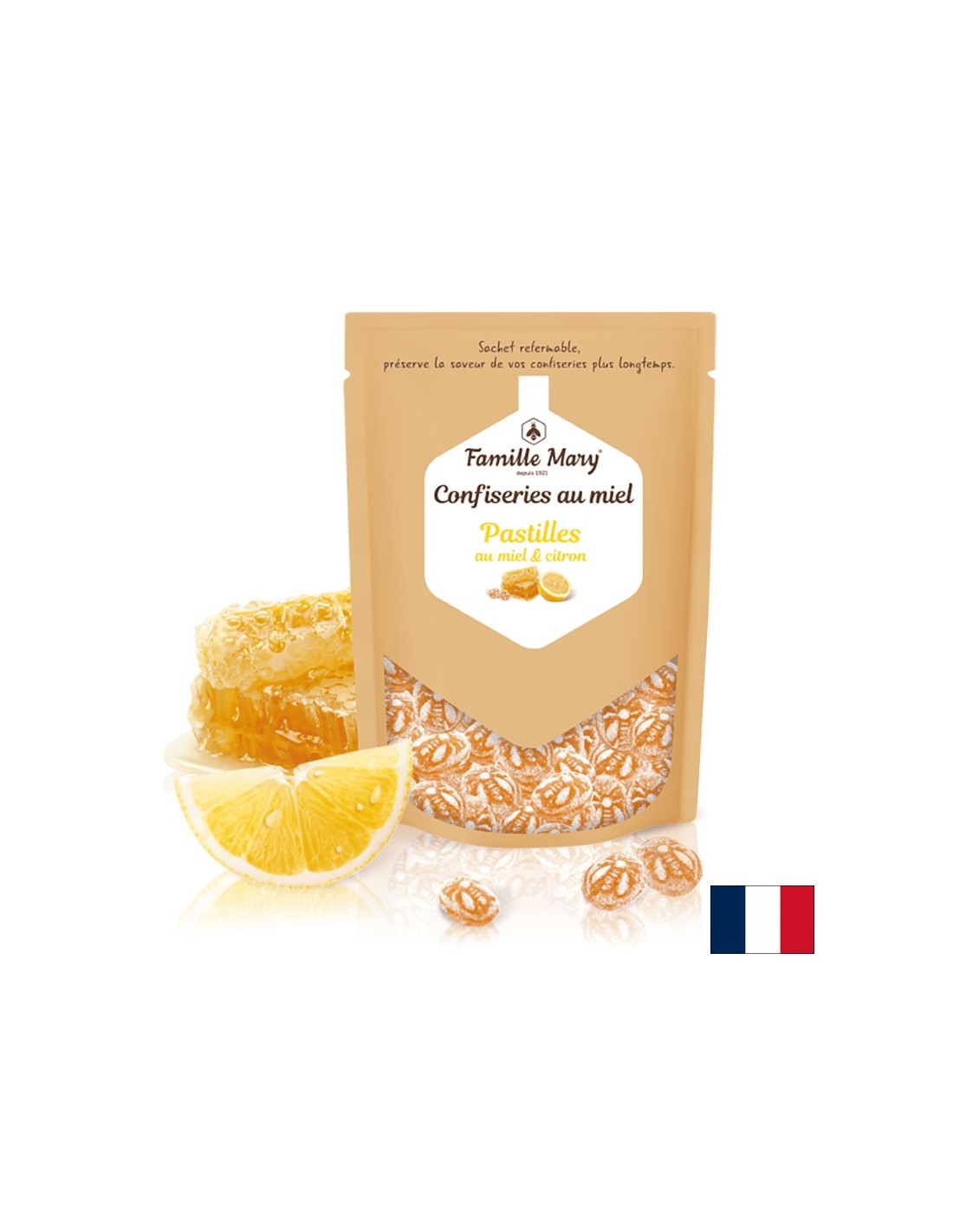 Kräuterbonbons mit Honig und Zitrone für einen gesunden Hals, 250 g