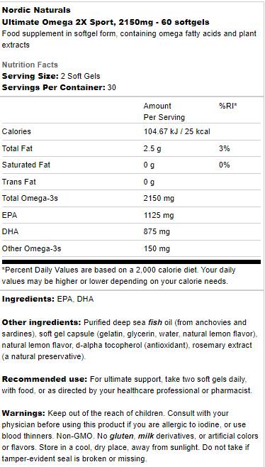 Ultimate Omega 2x Sport - 60 Softgele