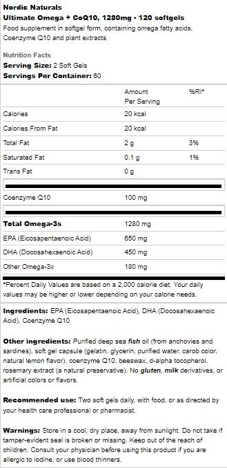 Ultimate Omega 1280 mg + CoQ10 - 60 Gelkapseln