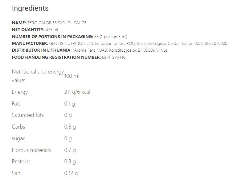 Null Kaloriensirup - 425 ml