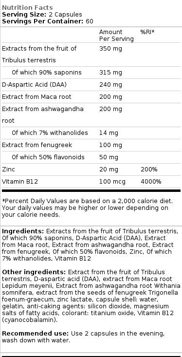 Unterstützung von Männern Extreme | Testosteron Booster - 120 Kapseln