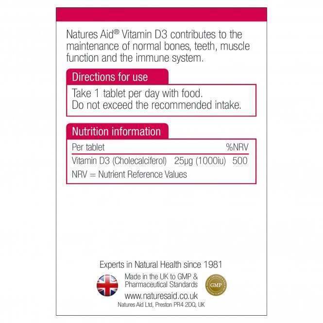 Vitamin D3 (Vitamin D3) 1000iu 90 Tabletten NaturesAid