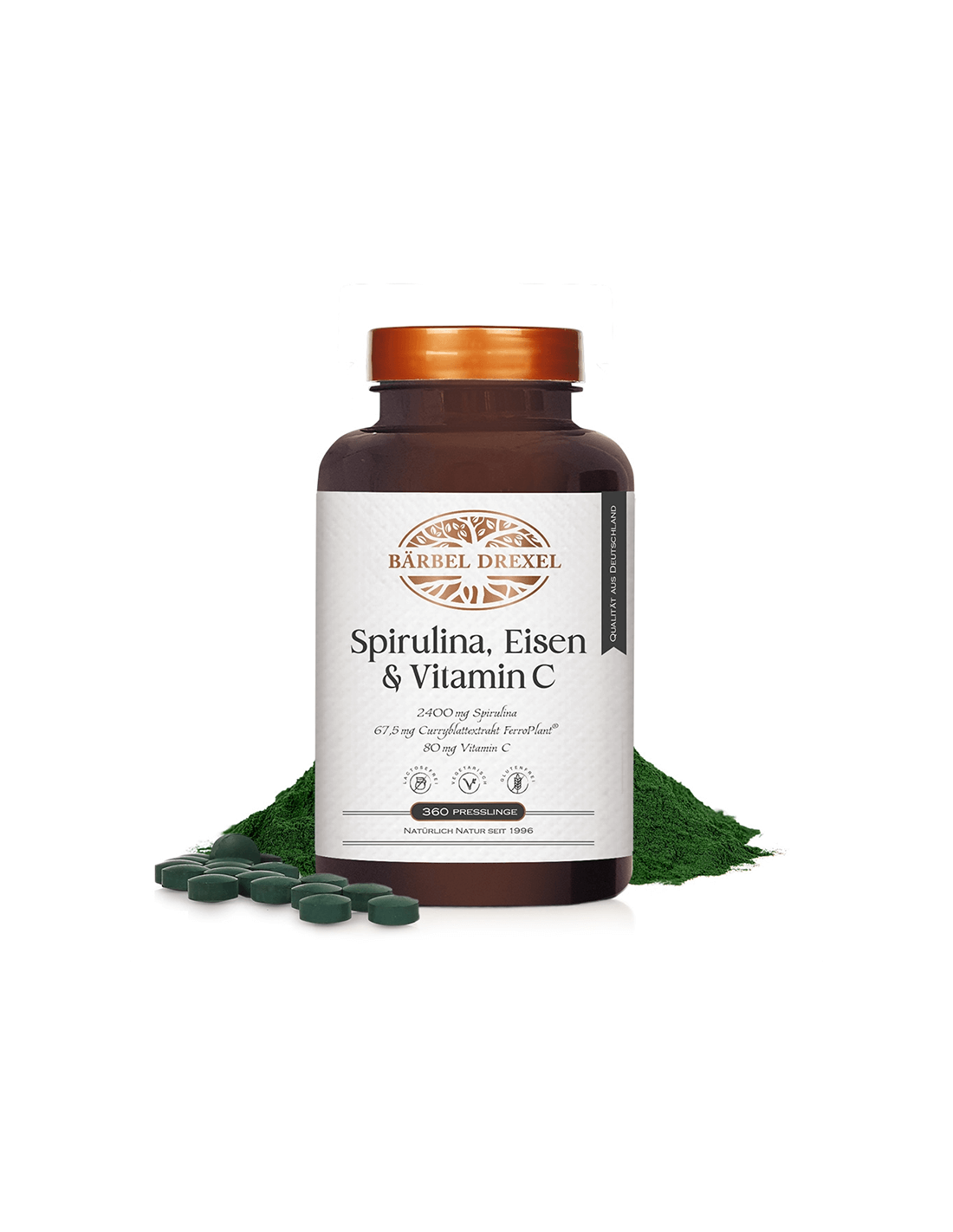 Spirulina & Curry Eisen & Acerola Vitamin C – Formel gegen Anämie und Müdigkeit, 360 Tabletten