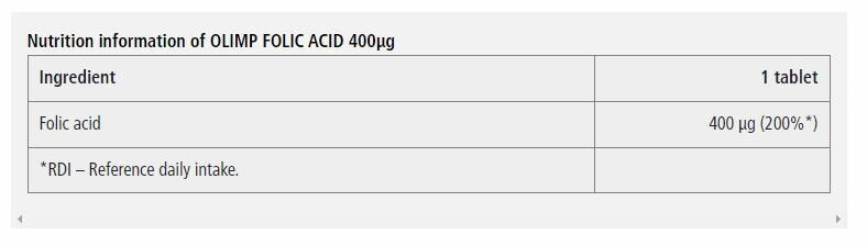 Folsäure 400 µg/Folsäure – 30 Tabletten <tc>Olimp</tc>