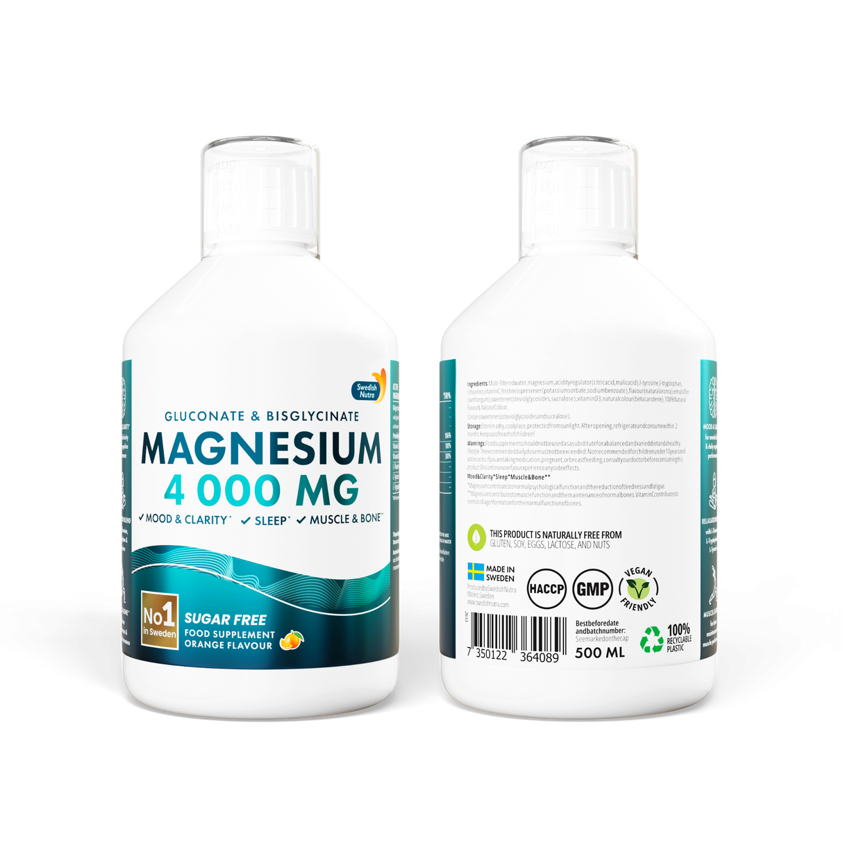 Flüssiges Magnesium 4000 (Bisglycinat und Gluconat) | 500 ml