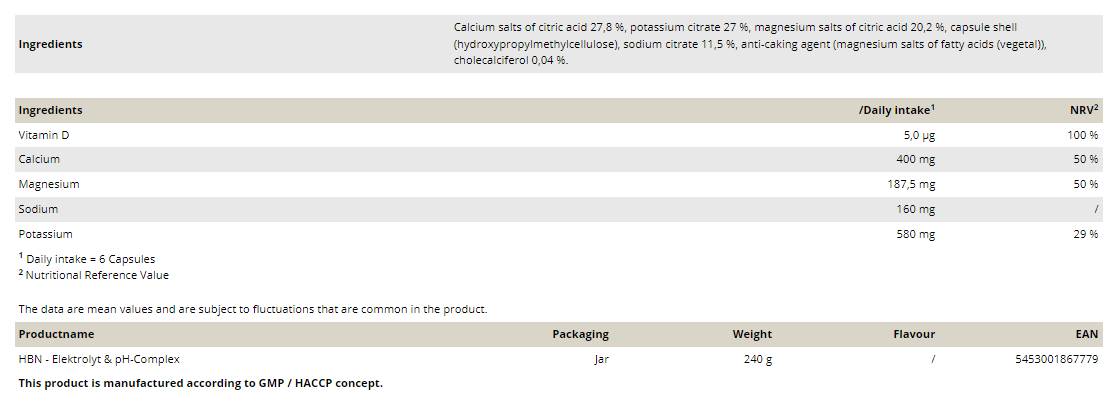 Elektrolyt- und pH -Komplex - 240 Kapseln