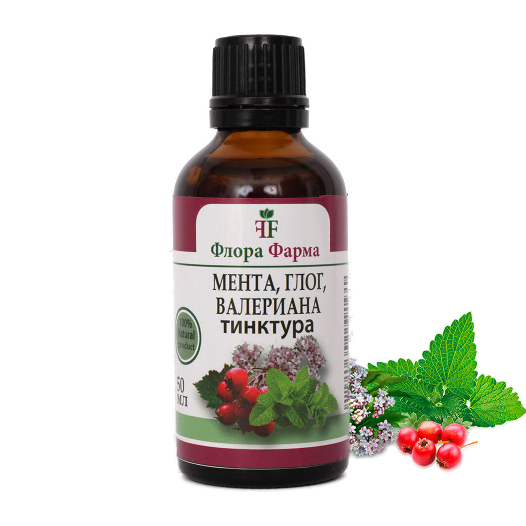 Minze, Weißdorn und Baldrian – Tinktur 50 ml FLORA FARMS