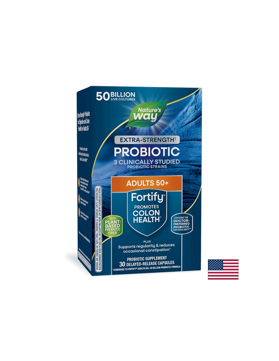Probiotikum + Präbiotika 50+ hochdosiert – Fortify Age 50+ Probiotic Extra Strength, 50 Milliarden aktive Probiotika, 30 Kapseln