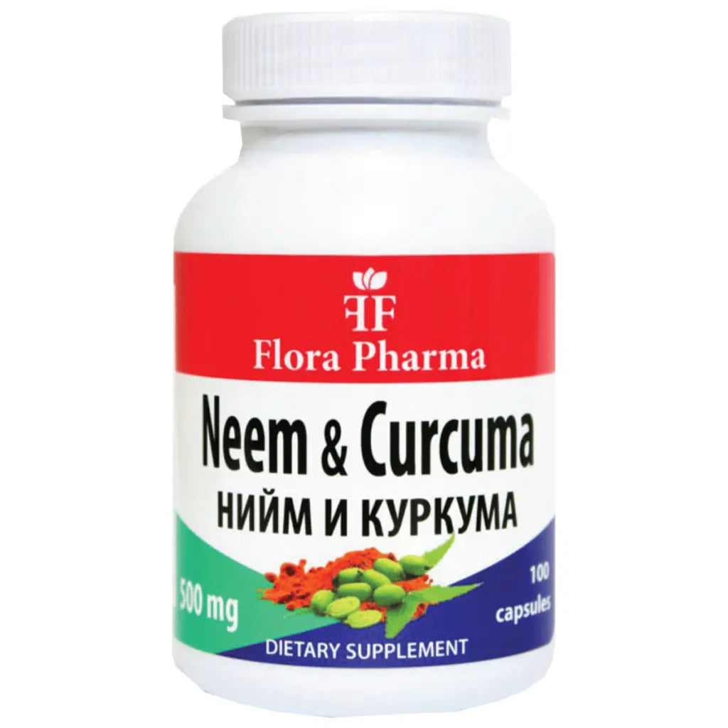Neem und Kurkuma 500 mg. /Neem & Curcuma longa/100 Kapseln Flora Pharma