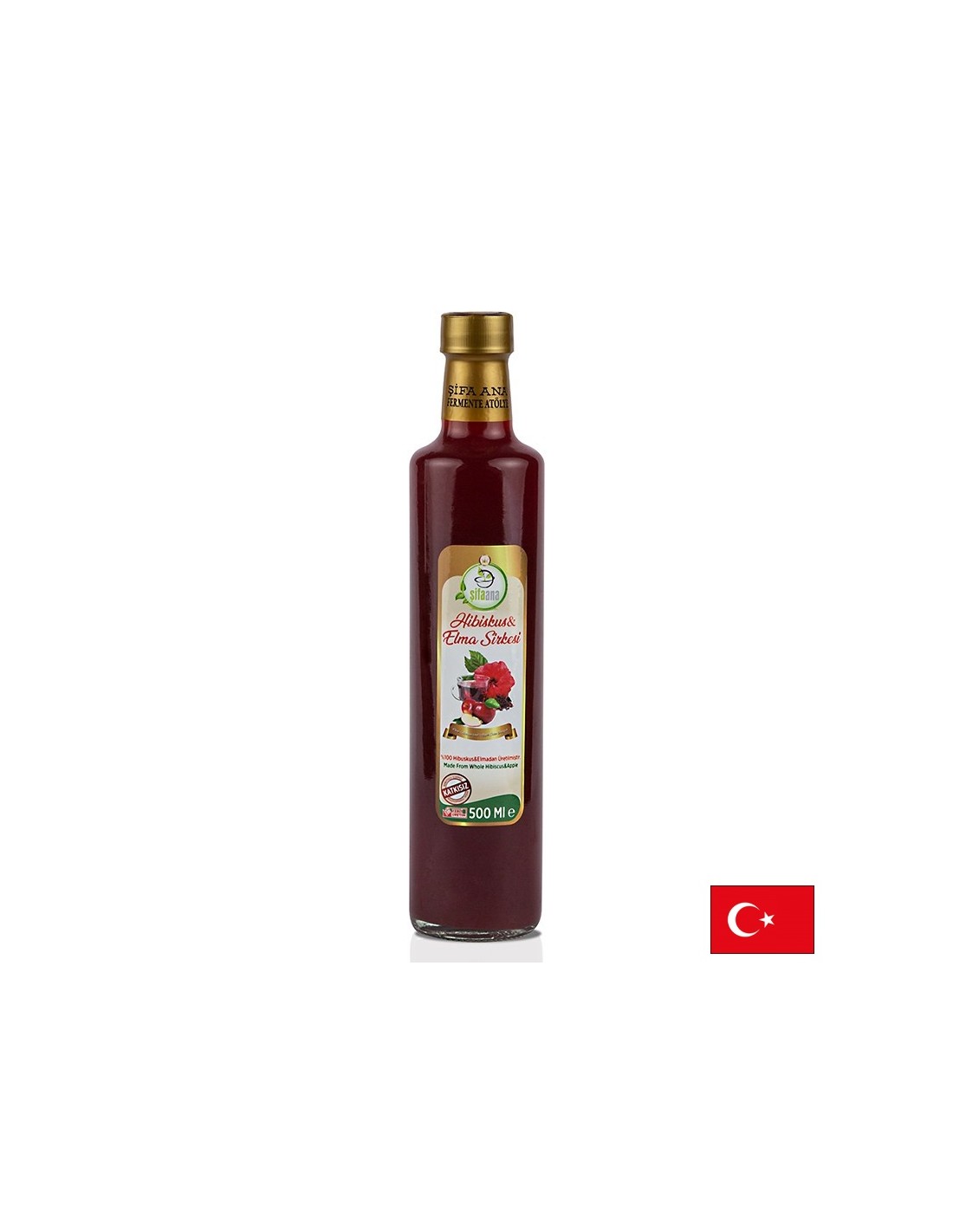 Natürlicher Apfelessig mit Hibiskus – Blutdruck- und Cholesterinkontrolle, 500 ml