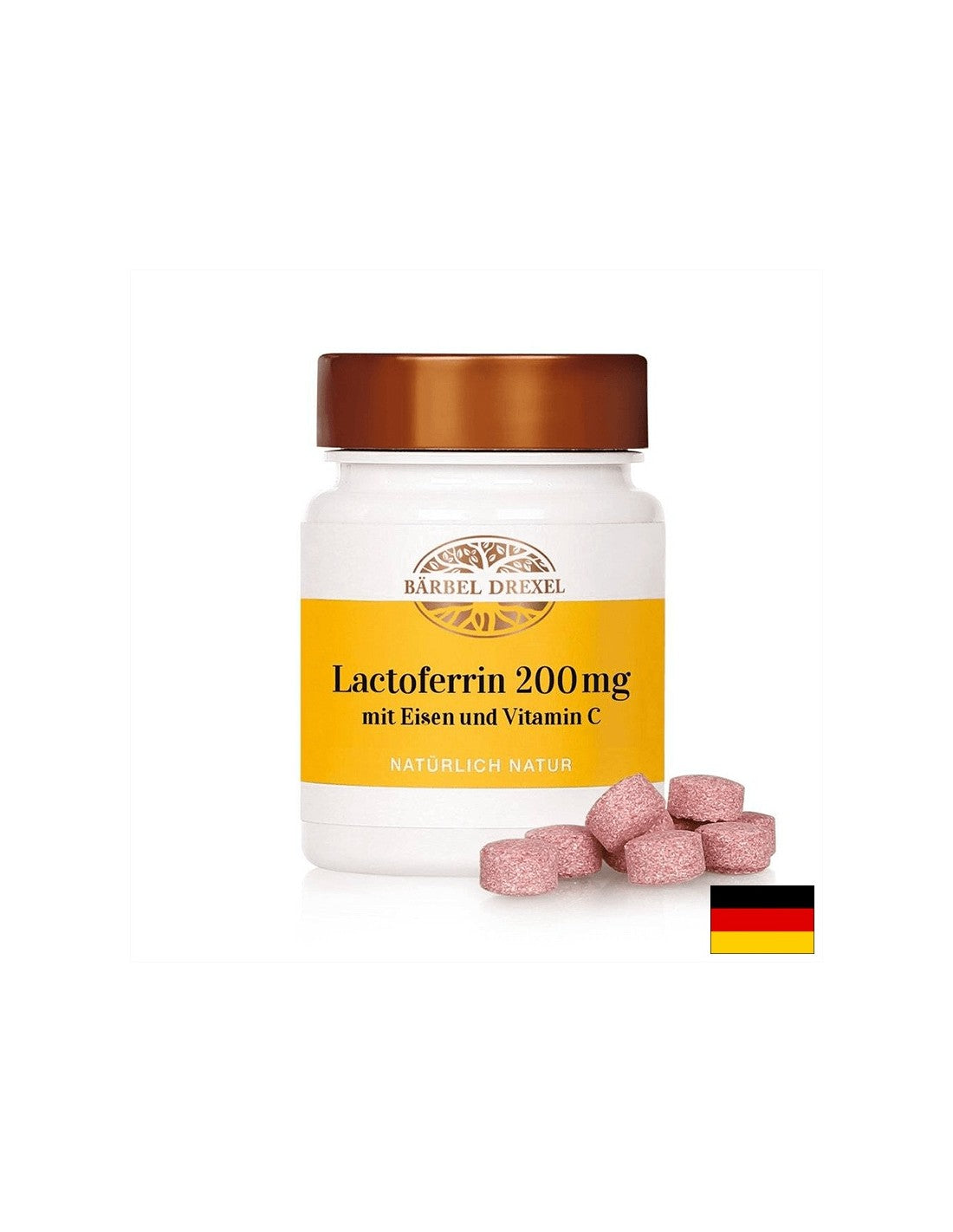 Lactoferrin + Eisen und Vitamin C aus Hagebutten – Immunstärkende, antianämische und stärkende Formel, 60 Lutschtabletten
