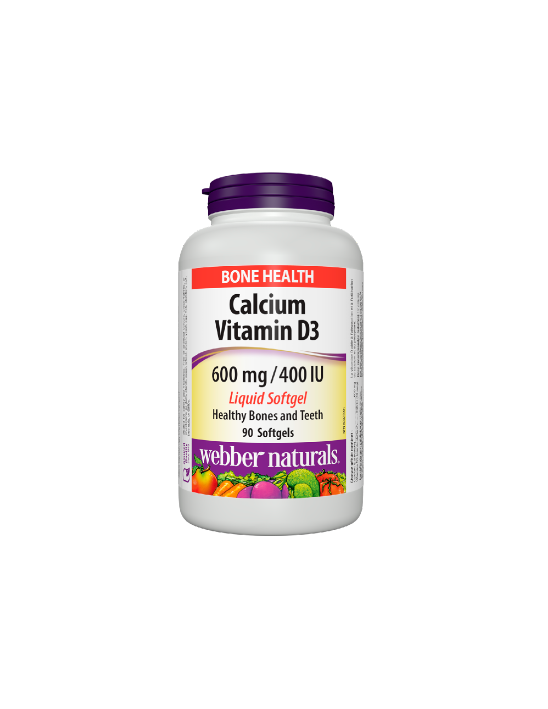 Calcium 600 mg + Vitamin D3 400 IE – Knochen- und Muskelsystem, 90 <tc>Webber Naturals</tc> Flüssige Weichkapseln