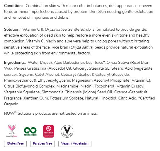 Vitamin C & Oryza sativa sanftes Scrub | Parabenfrei - 118 ml