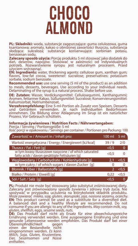 Sirup Zero Kalorie | Choco Mandel - 500 ml