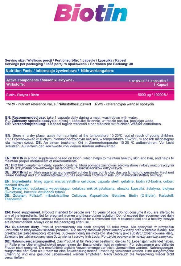 Biotin 5000 mcg - 30 Kapseln