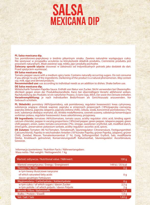 Salsa Mexicana Dip - 1000 Gramm