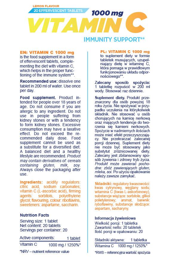 Vitamin C 1000 mg | Sprudel - 20 lösliche Tabletten