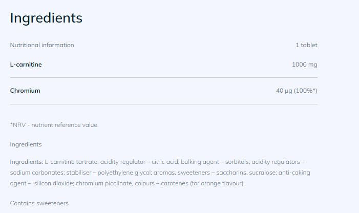 Gold L -Carnitin 1000 + Chrom / 20 sprudelnde Registerkarten - 0